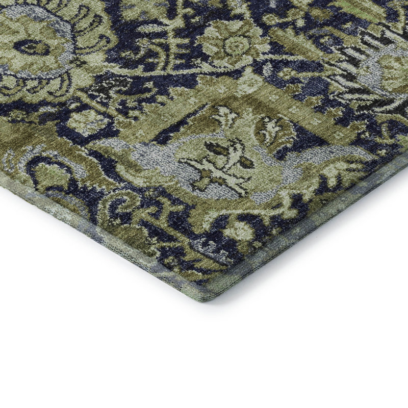 Premium Machine Washable Sykora AMF1320 Damask Rug, Rectangle 5' x 7'6"