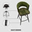 26 Inch Linen Woven Bar Stool Set, Black Legs, 360 Swivel, Comfortable Upholstered Arm Chairs with Backrest and Footrest