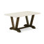 L'ensemble de table 7 pièces contient une table rectangulaire en lin blanc et 6 chaises de cuisine Limelight en tissu lin - finition jacobine patinée-371396972-371396969