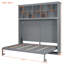 Grand lit escamotable mural avec tablettes supérieures et USB, gris-484281369