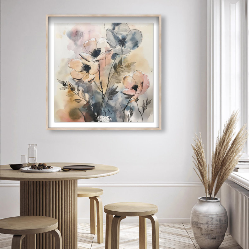 Oliver Gal Serene Stems I Floral and Botanical - Luxury Shadowbox Framed Wall Art, 41" H x 41" W, Cream