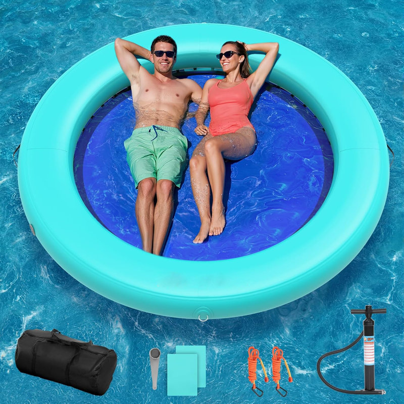 Anneau flottant rond, hamac gonflable 6/8 pi, flotteurs océaniques robustes, H 0,5 pi x l 8 pi