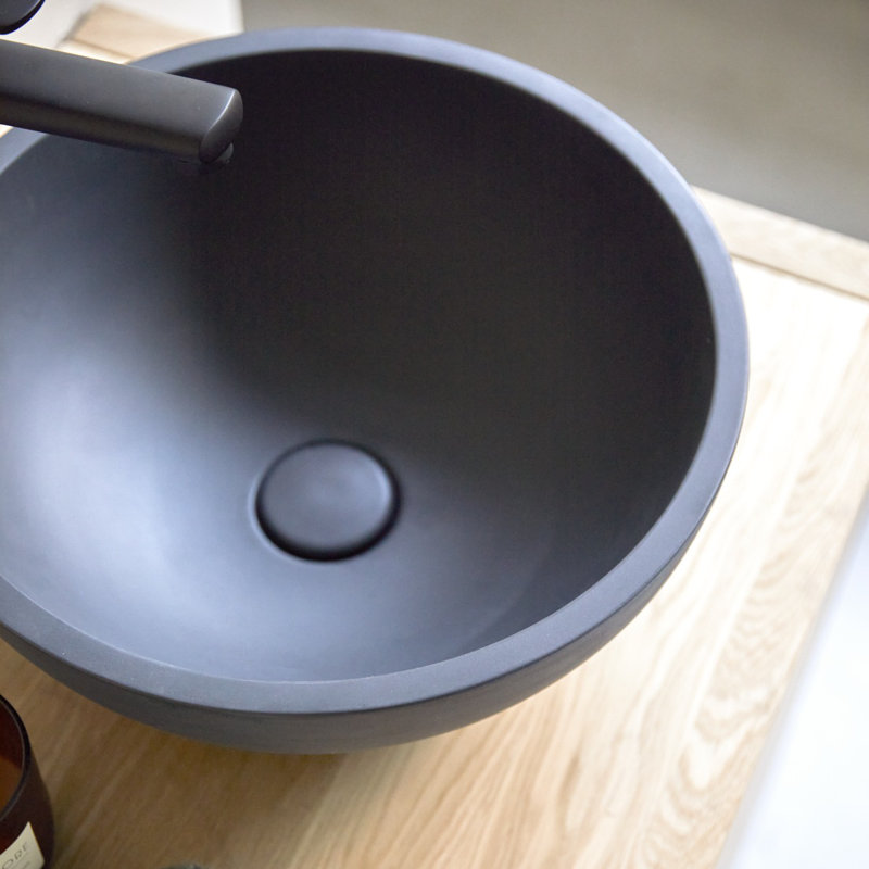 Tikamoon Micha 36mm L x 36mm W Round Sink, Black