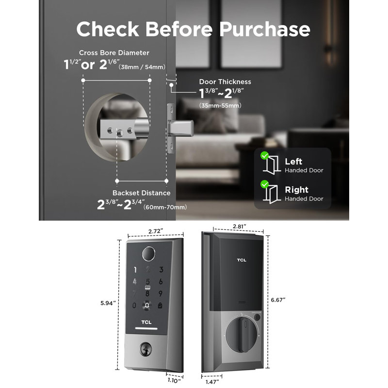 TCL D2 Plus Fingerprint Digital Smart Door Lock With App Control