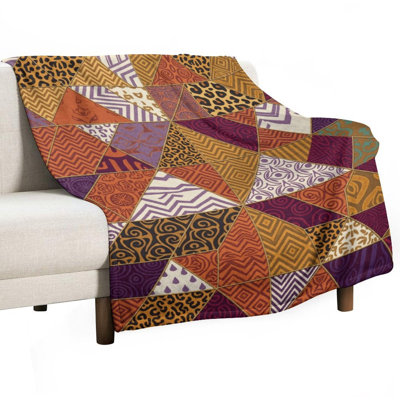 Geometric Triangle Luxury Flannel Throw Blanket, Soft Warm Fuzzy Blanket for Living Room Sofa Bed Home Decor