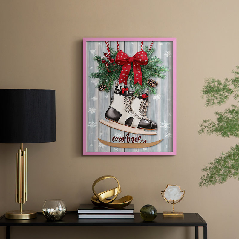 «Christmas Holiday Art XLIV», reproduction encadrée - bois massif, H 11 po x l 9 po, Rose