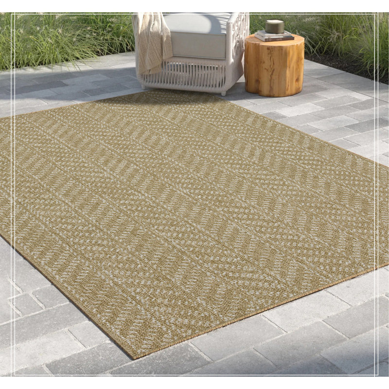 Jute/White Indoor/Outdoor Area Rug, Rectangle 7'10" x 10'3"