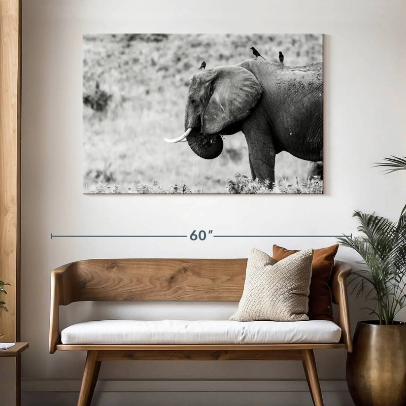 Elephant And Friends, 32" H x 48" W