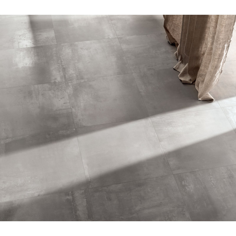 Eternal 24" x 24" Porcelain Concrete Look Wall & Floor Tile, Silver