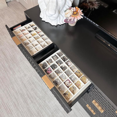 Beige 2PC 24 plateaux à bijoux - Support de rangement de tiroir empilable