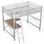 Lit mezzanine argenté en métal avec bureau et tablette - construction robuste, aucune étagère à sommier requise