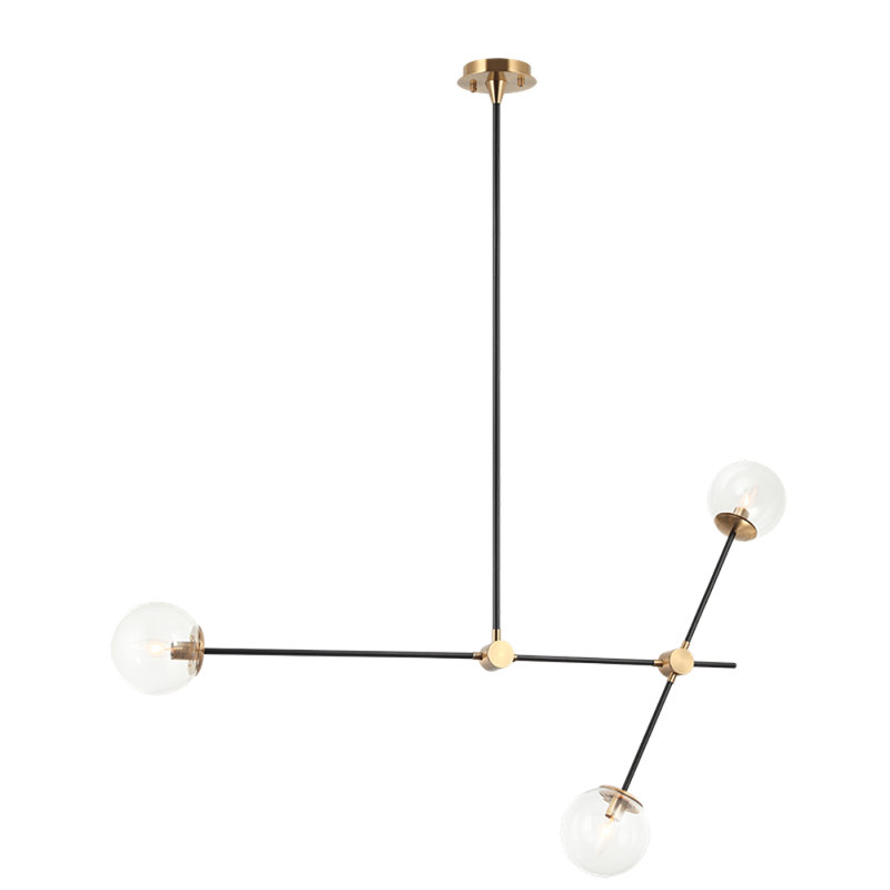Light Sputnik Modern Cosmic Linear Chandelier, 32'' H x 32'' W x 32'' D, Matte Black, Fizi