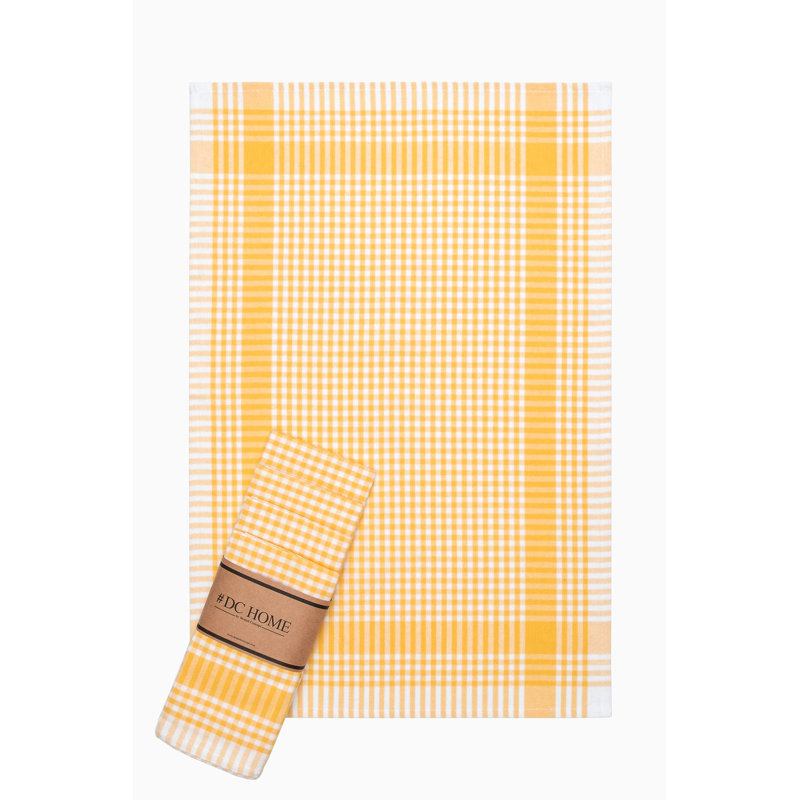 Premium Hand Towel Set (5 Pieces), Checkered Yellow Design, 17.7 x 25.6 inches | 85% Cotton / 15% Polyester, 7.9 oz per sq yd | Machine Washable at 30-40°C, Soft and Absorbent for Home or Spa Use