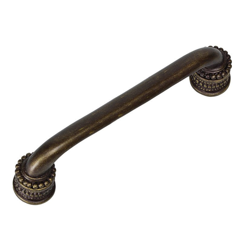 Classic pull w/ beaded sleeves, 5", Antique Brass