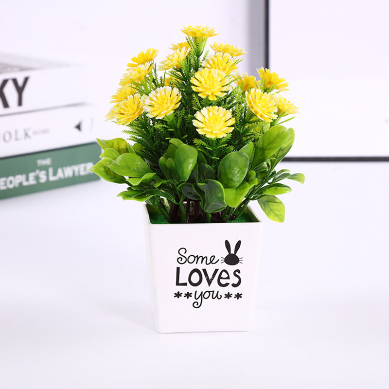 Arrangement floral de chrysanthèmes en pot, Jaune