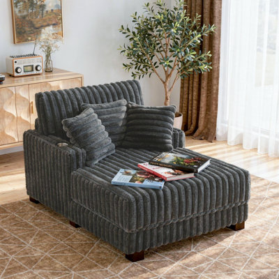 59"D Faux Fur Indoor Chaise Lounge