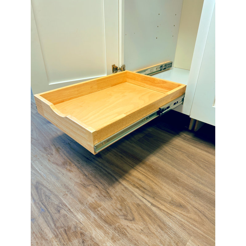 Organisateur de plateau coulissant en bois à fermeture douce pour tablette sans assemblage requis, H 3 po x l 15 po x P 21 po