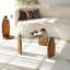 Table basse moderne, 35,4 po x 16,1 po x 35,4 po | Plateau 100% verre trempé et cadre 100% bois de pin massif, châtaignier et transparent | Design élégant et durable pour le salon, meubles de fantaisie élégants-680710173