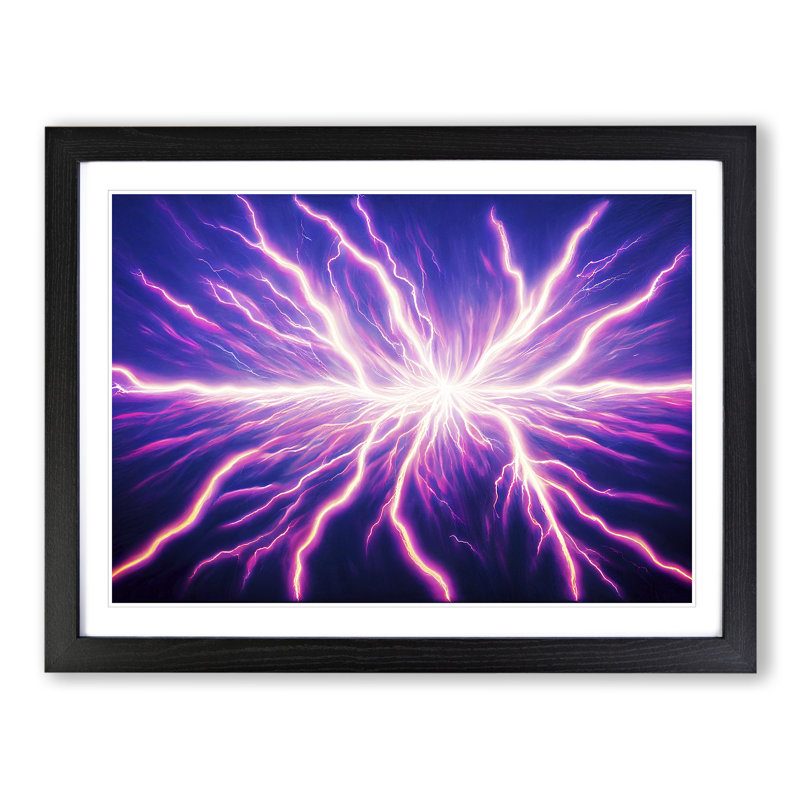 Dazzling Lightning Bolt - Single Picture Frame Print, 46cm H x 64cm W x 2cm D, Black Framed