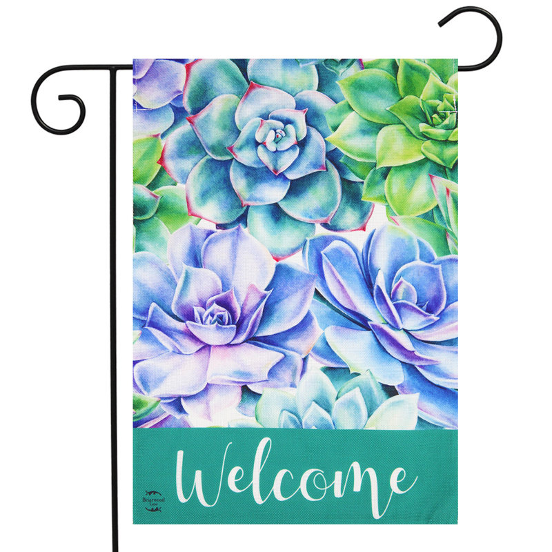 Drapeau de jardin Succulents Spring Burlap