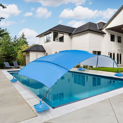 Sunshade Pool Canopy, Upf50+, Waterproof & Wind-resistant, Fiberglass Frame, Easy Install