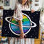 Toile, création d'une illustration fantaisiste d'une planète colorée-495708605
