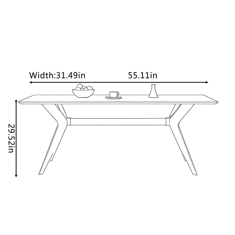 Table de salle à manger Durable Rock Plate, H 29,52 po x L 55,11 po x l 31,49 po