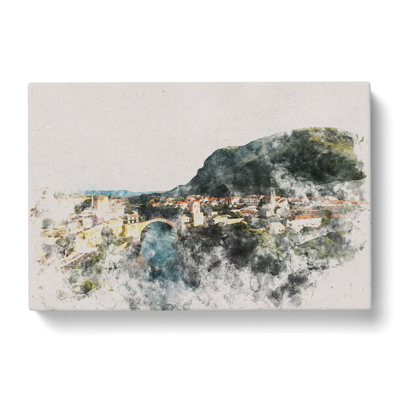 Skyline Of Mostar - Wrapped Canvas, 60cm H x 91cm W x 3cm D