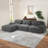 Boneless L-Shaped Modular Sofa Luxurycorduroy Fabric Fabric 32D High-Resilience Sponge For Living Rooms Bedroom-830639362