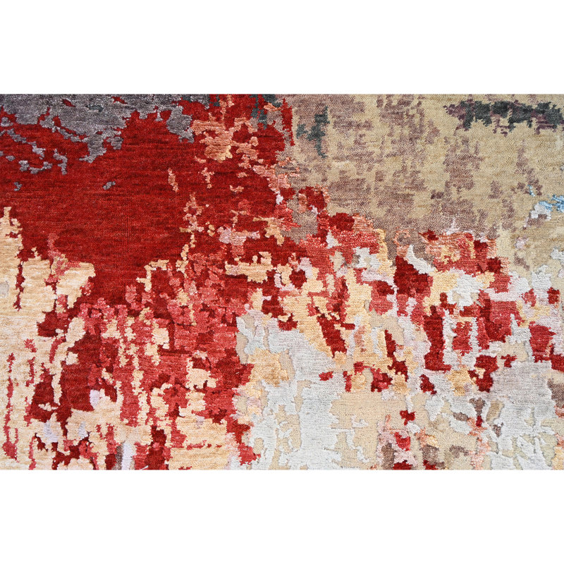 Hand Woven Wool Abstract Area Rug, Rectangle 9' x 12'