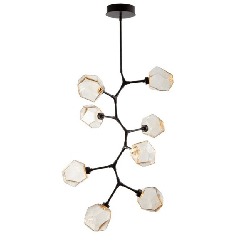 Vine Branch Light Dimmable Vertical Chandelier, Clear, 26" H x 28" W x 28" D, Matte Nickel