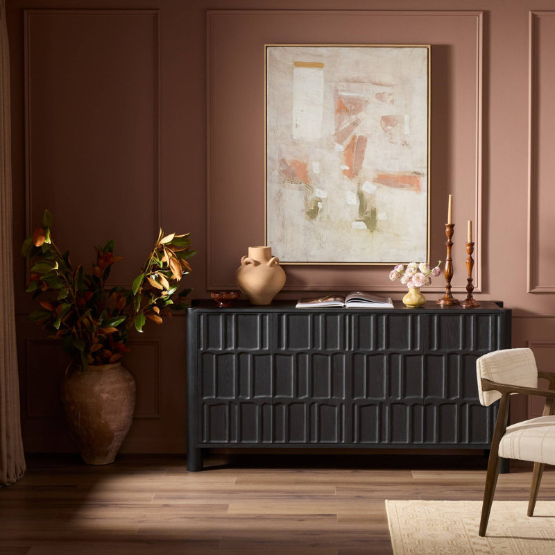 Ezri 4 Door Sideboard-Black Oak, Black Oak