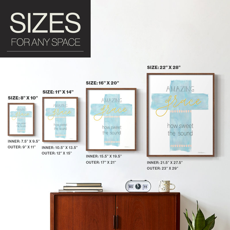 Amazing Grace Framed Print - Solid Wood, 11" H x 9" W, Walnut