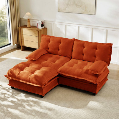 Canapé moderne en L de 77 pouces avec design modulaire, revêtement en chenille et coussins de siège en treillis confortables pour des espaces de vie polyvalents