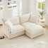 Canapé modulaire 2 places avec repose-pieds convertible, canapé en L, tissu chenille