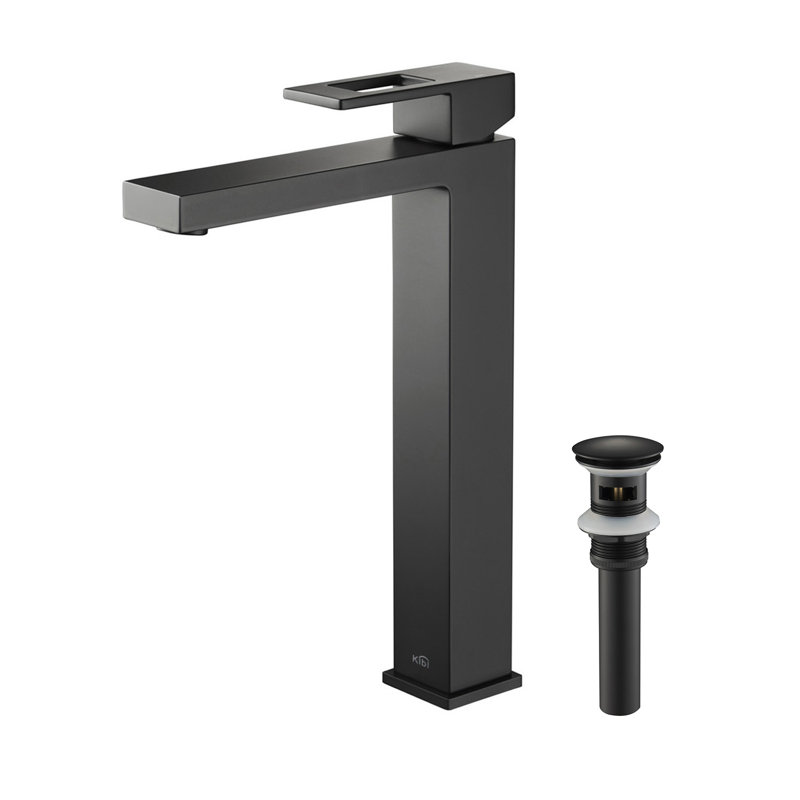 Cube Single-handle Bathroom Faucet, Matte Black, With Pop Up Drain