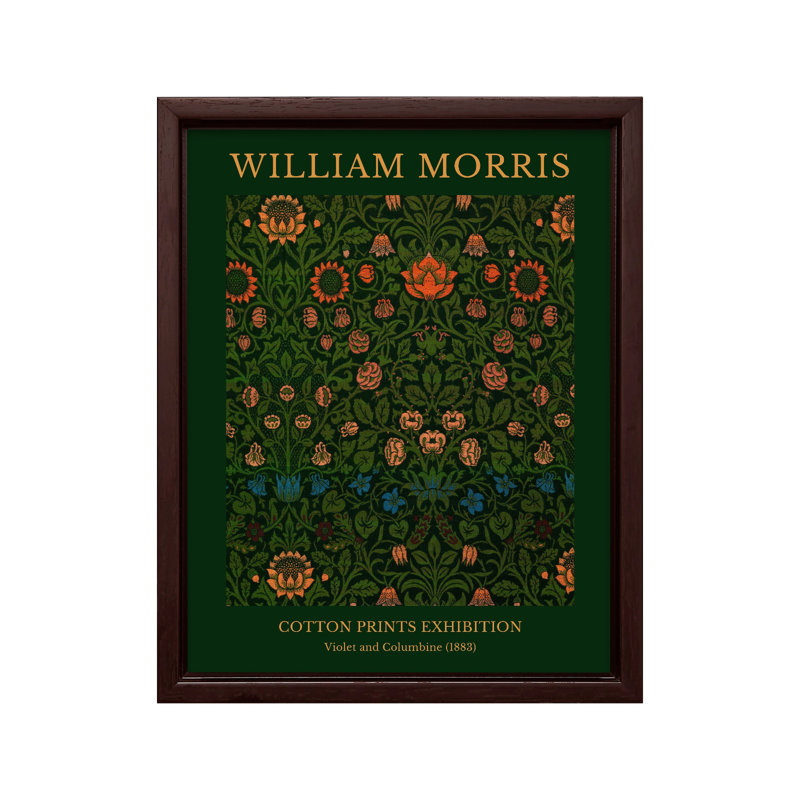William Morris - Violet et colombine, 24"H x 32"W, Canvas, Brown Framed
