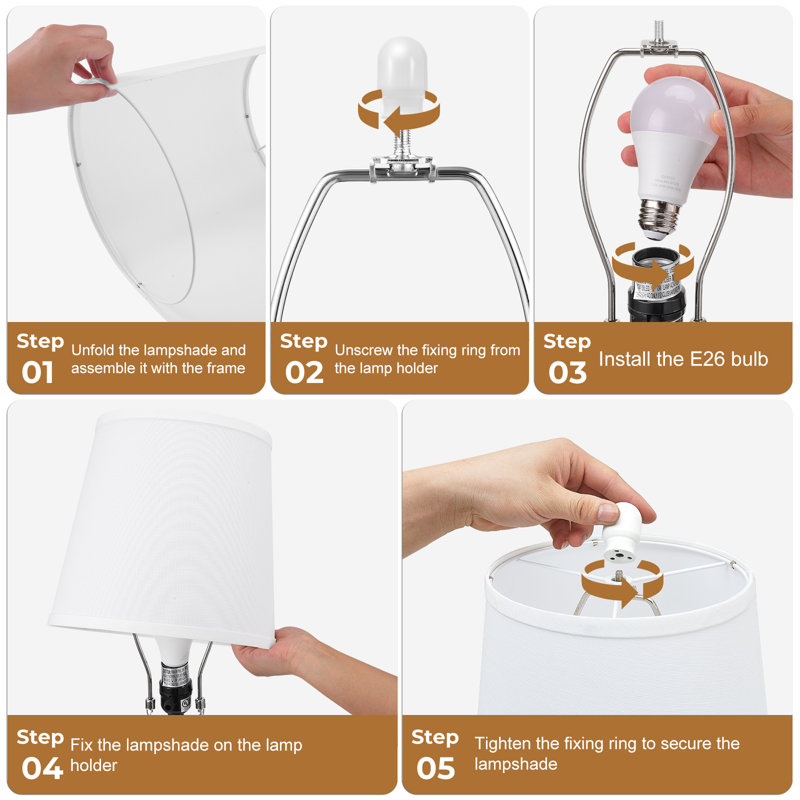 Khrysten 24" Modern Table Lamp Paris Tower Base with 3-Colour Temperature Bedside Table Lamp (Bulbs Included), White