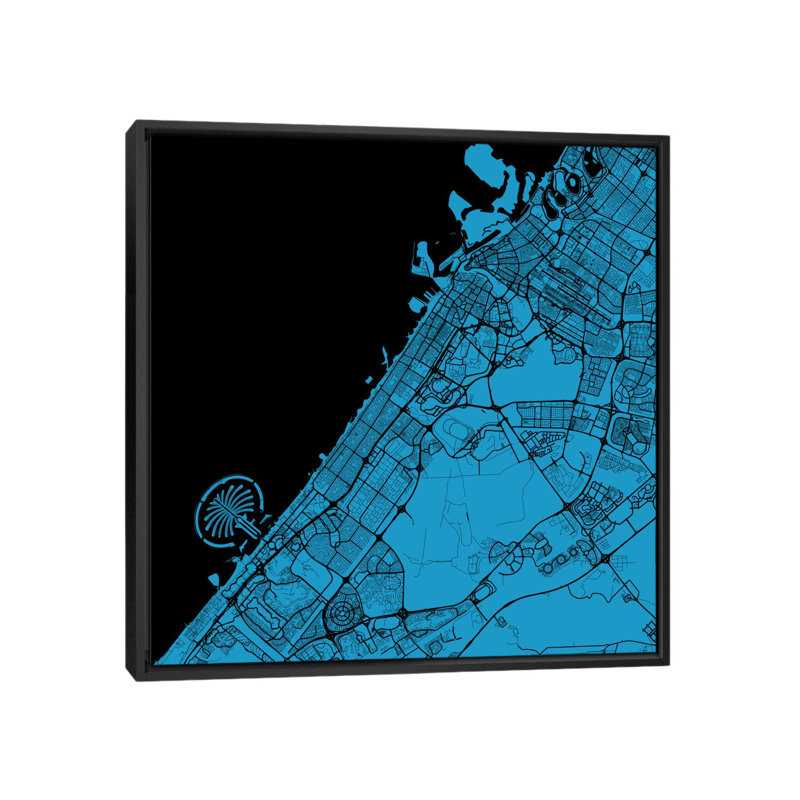 « dubaï », impression sur toile tendue, H 37 po x l 37 po x P 1,5 po, Toile avec cadre noir, Pas de tapis