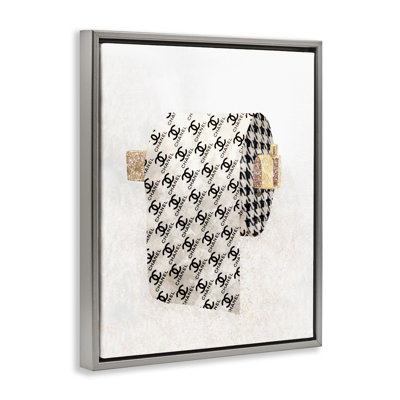 Fashion Glam Toilet Paper Gray Framed Floater Canvas Wall Art by Ziwei Li