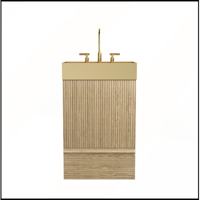 Meuble-lavabo à rayures en chêne clair Gada