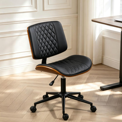 Chaise de bureau moderne sans accoudoirs, chaise de bureau à roulettes minimaliste, chaise d'ordinateur, chaise de bureau pivotante élégante