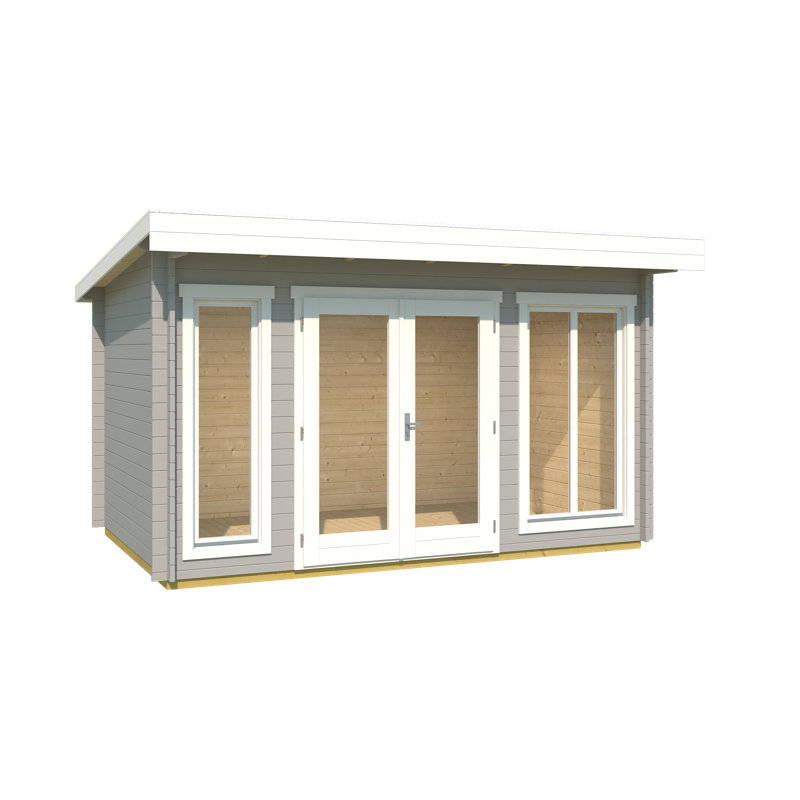 Lasita Dorset 13 x 8.5 Ft. Premium Log Cabin With Tempered Double Glazing (34mm), Dorset 34 Lichtgrau