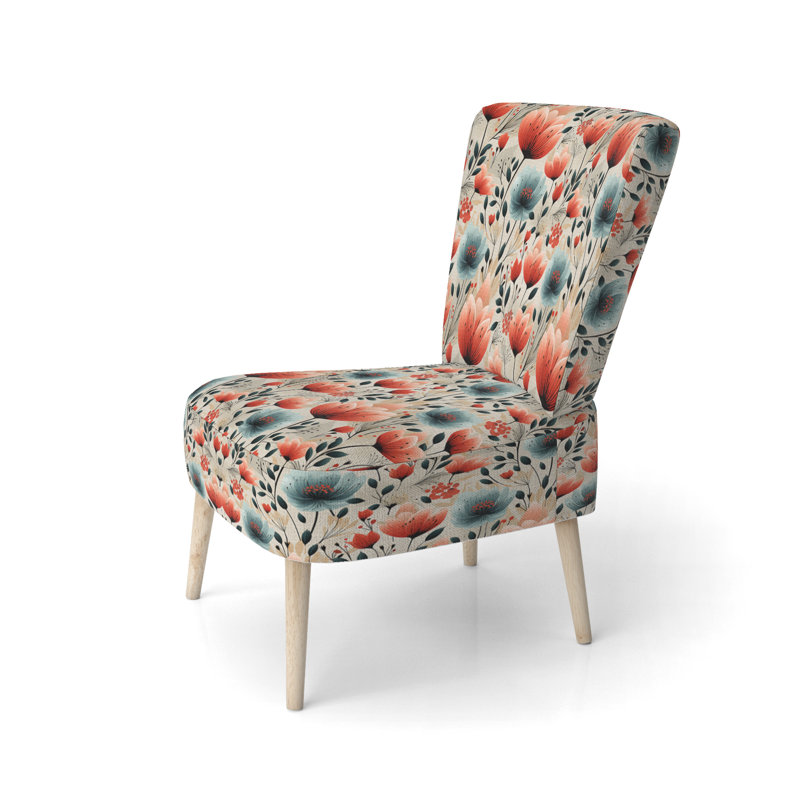 Chaise d'appoint rembourrée rouge Vintage Romance Red Floral Bliss