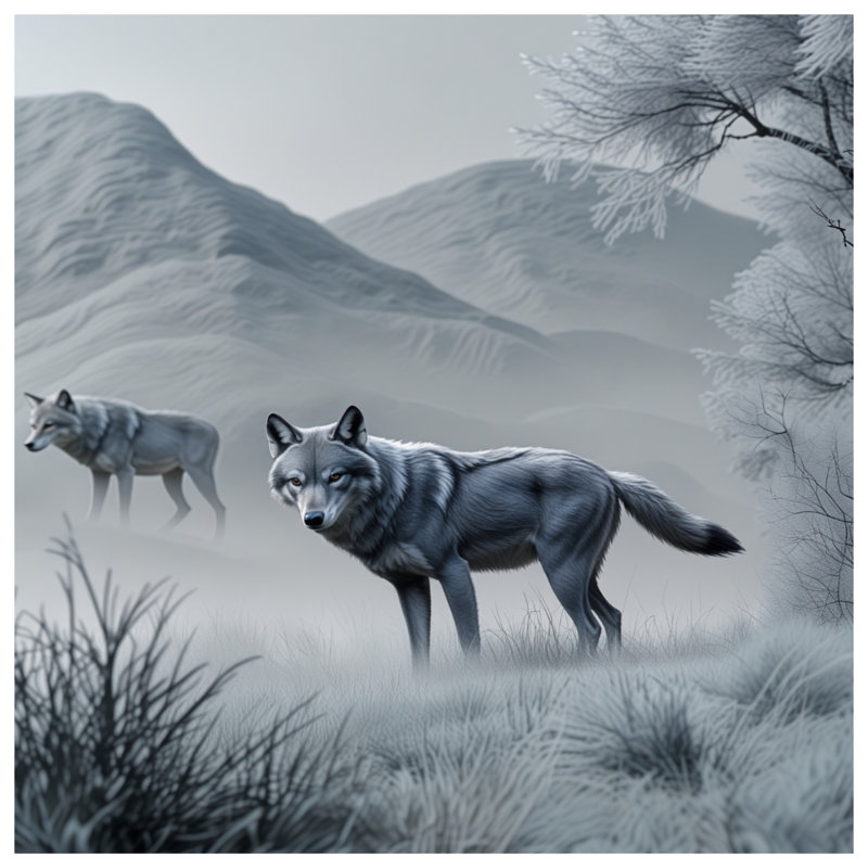 Rideaux gris loups gris en hiver, 50 po x 92 po - 1 panneau, Transparent