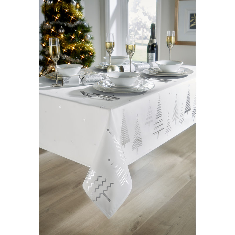 Christmas Tree Tablecloth, 132.08cm W x 178cm L, Silver
