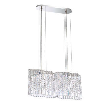Selene 4 Light 27in x 11in Pendant in Polished Stainless Steel with Clear Optic Crystals