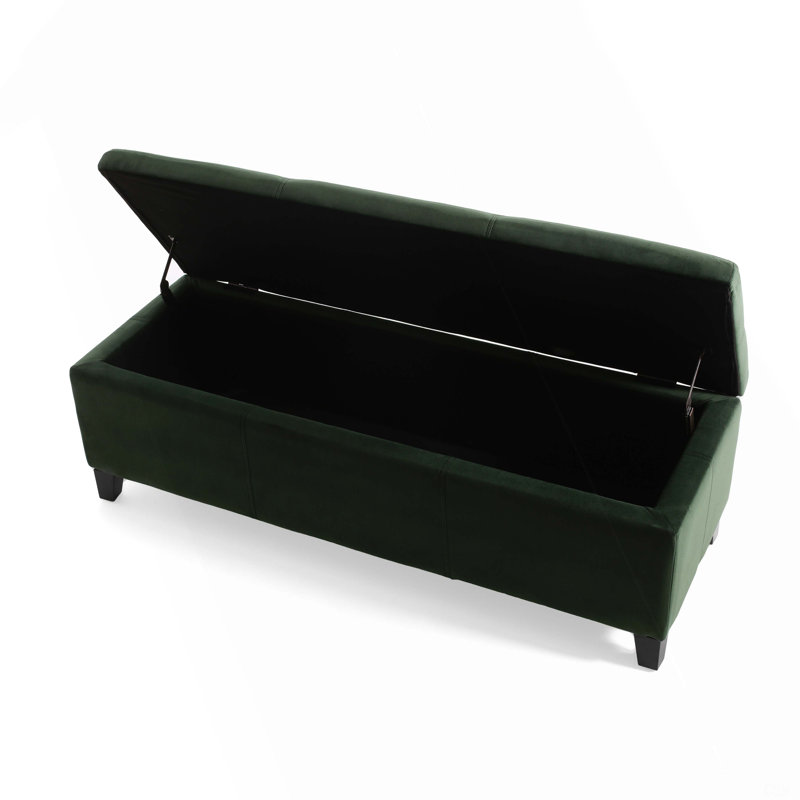 Banc de rangement avec repose-pieds Elias, 51 po, velours vert émeraude