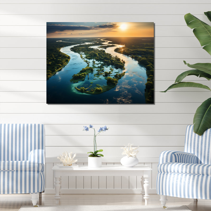 Delta de l'Okavango, Botswana II sur toile, H 16 po x l 32 po x P 1 po, Toile tendue