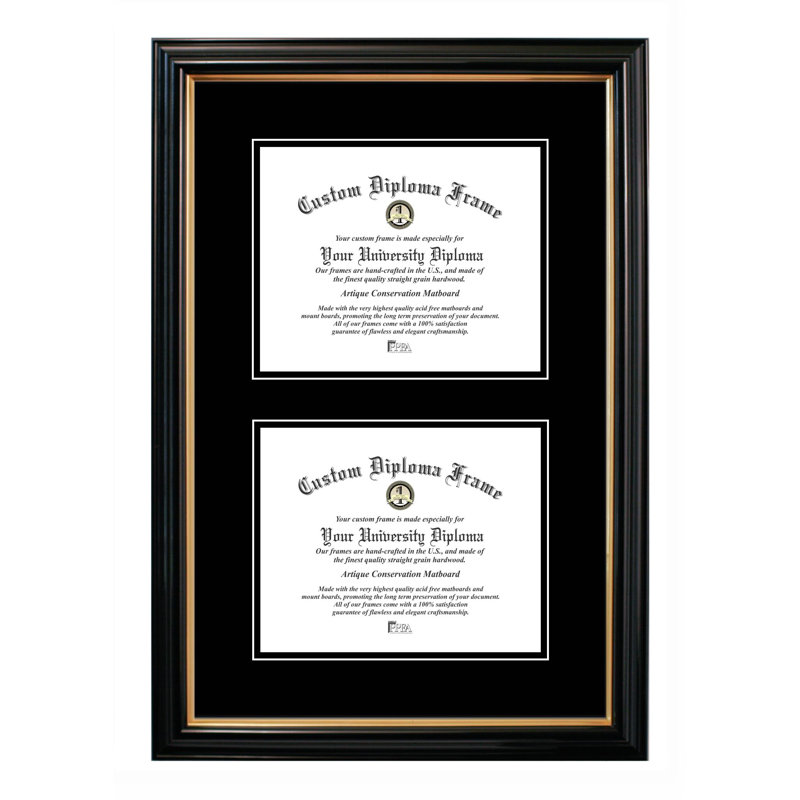Concetta Double Degree Certificate Picture Frame, Black, 8" x 10"